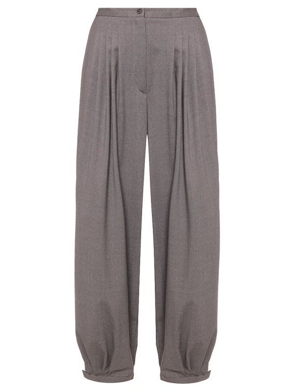 Брюки алладины из премиальной шерсти серого цвета