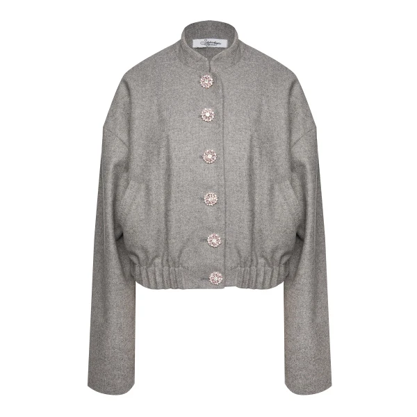Бомбер из шерсти с пуговицами кристаллами 