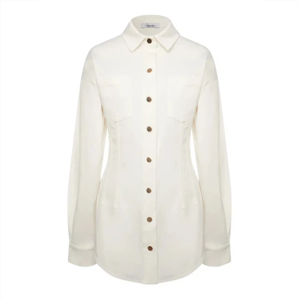 Платье-рубашка из плотного хлопка удлиненная