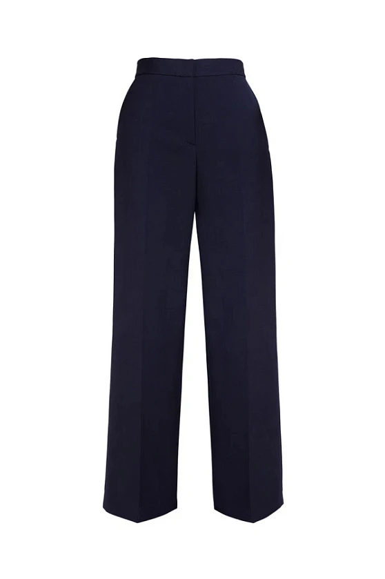 Брюки свободные из премиальной шерсти темно-синие